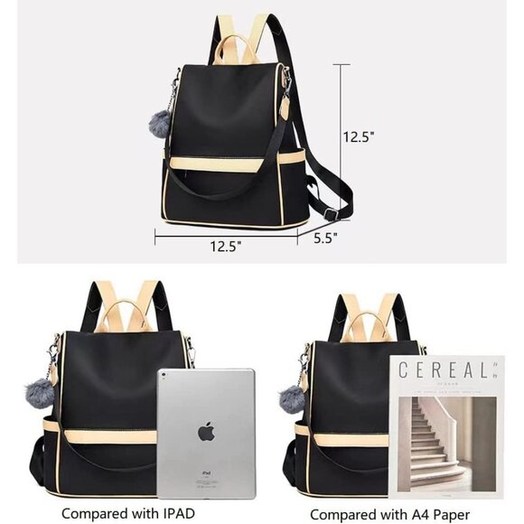 ? Women Black Ladies Backpack Adjustable Straps Fashion Zipper Rather Handbag main image 4